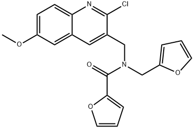 2-Furancarboxamide,N-[(2-chloro-6-methoxy-3-quinolinyl)methyl]-N-(2-furanylmethyl)-(9CI) 结构式