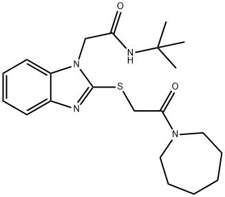 1H-Benzimidazole-1-acetamide,N-(1,1-dimethylethyl)-2-[[2-(hexahydro-1H-azepin-1-yl)-2-oxoethyl]thio]-(9CI) 结构式
