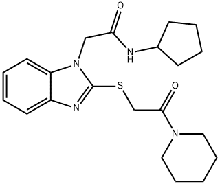 1H-Benzimidazole-1-acetamide,N-cyclopentyl-2-[[2-oxo-2-(1-piperidinyl)ethyl]thio]-(9CI) 结构式