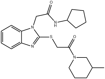 1H-Benzimidazole-1-acetamide,N-cyclopentyl-2-[[2-(3-methyl-1-piperidinyl)-2-oxoethyl]thio]-(9CI) 结构式