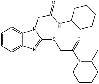 1H-Benzimidazole-1-acetamide,N-cyclohexyl-2-[[2-(2,6-dimethyl-1-piperidinyl)-2-oxoethyl]thio]-(9CI) 结构式