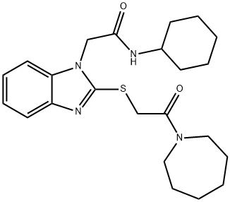 1H-Benzimidazole-1-acetamide,N-cyclohexyl-2-[[2-(hexahydro-1H-azepin-1-yl)-2-oxoethyl]thio]-(9CI) 结构式