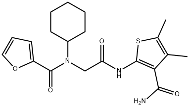 2-Furancarboxamide,N-[2-[[3-(aminocarbonyl)-4,5-dimethyl-2-thienyl]amino]-2-oxoethyl]-N-cyclohexyl-(9CI) 结构式
