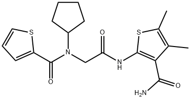 2-Thiophenecarboxamide,N-[2-[[3-(aminocarbonyl)-4,5-dimethyl-2-thienyl]amino]-2-oxoethyl]-N-cyclopentyl-(9CI) 结构式