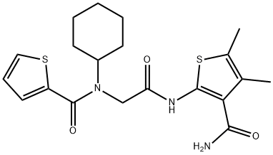 2-Thiophenecarboxamide,N-[2-[[3-(aminocarbonyl)-4,5-dimethyl-2-thienyl]amino]-2-oxoethyl]-N-cyclohexyl-(9CI) 结构式