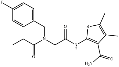 3-Thiophenecarboxamide,2-[[[[(4-fluorophenyl)methyl](1-oxopropyl)amino]acetyl]amino]-4,5-dimethyl-(9CI) 结构式