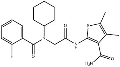 3-Thiophenecarboxamide,2-[[[cyclohexyl(2-fluorobenzoyl)amino]acetyl]amino]-4,5-dimethyl-(9CI) 结构式