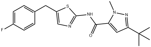1H-Pyrazole-5-carboxamide,3-(1,1-dimethylethyl)-N-[5-[(4-fluorophenyl)methyl]-2-thiazolyl]-1-methyl-(9CI) 结构式
