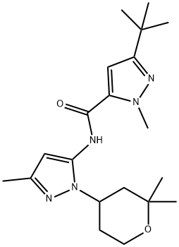 1H-Pyrazole-5-carboxamide,3-(1,1-dimethylethyl)-1-methyl-N-[3-methyl-1-(tetrahydro-2,2-dimethyl-2H-pyran-4-yl)-1H-pyrazol-5-yl]-(9CI) 结构式
