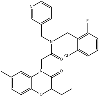 4H-1,4-Benzoxazine-4-acetamide,N-[(2-chloro-6-fluorophenyl)methyl]-2-ethyl-2,3-dihydro-6-methyl-3-oxo-N-(3-pyridinylmethyl)-(9CI) 结构式