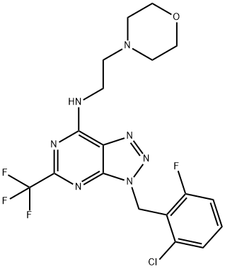 3H-1,2,3-Triazolo[4,5-d]pyrimidin-7-amine,3-[(2-chloro-6-fluorophenyl)methyl]-N-[2-(4-morpholinyl)ethyl]-5-(trifluoromethyl)-(9CI) 结构式
