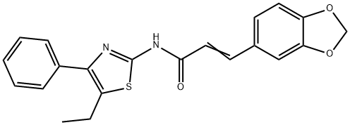 2-Propenamide,3-(1,3-benzodioxol-5-yl)-N-(5-ethyl-4-phenyl-2-thiazolyl)-(9CI) 结构式