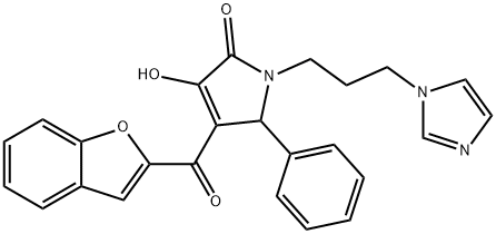 4-(1-benzofuran-2-ylcarbonyl)-3-hydroxy-1-[3-(1H-imidazol-1-yl)propyl]-5-phenyl-1,5-dihydro-2H-pyrrol-2-one 结构式