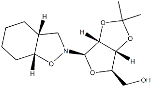 (3aR,3aα,7aα)-Octahydro-2-(2-O,3-O-isopropylidene-β-D-ribofuranosyl)-1,2-benzisoxazole 结构式