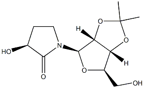 (3S)-3-Hydroxy-1-(2-O,3-O-isopropylidene-β-D-ribofuranosyl)pyrrolidin-2-one 结构式