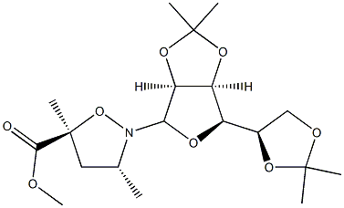 (3R)-2-(2-O,3-O:5-O,6-O-Diisopropylidene-α-D-mannofuranosyl)-3α,5-dimethyl-5β-isoxazolidinecarboxylic acid methyl ester 结构式