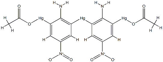 Bis[2-amino-3-acetoxymercurio(II)-5-nitrophenyl]mercury(II) 结构式