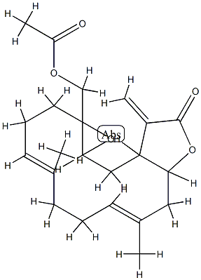 1a-Acetoxymethyl-2,3,6,7,10,10a,13,13a,14,14a-decahydro-5,9-dimethyl-13-methyleneoxireno[4,5]cyclotetradeca[1,2-b]furan-12(1aH)-one 结构式