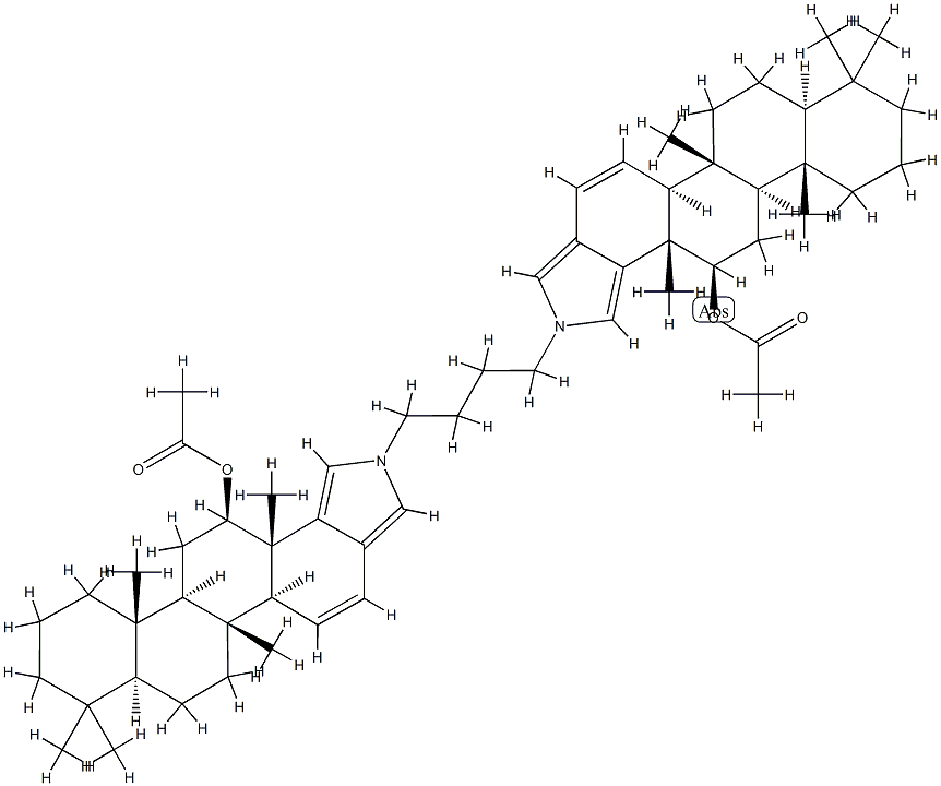 1',1'''-(1,4-Butanediyl)bis[4,4,8-trimethyl-1'H-D-homo-5α-androstano[17,17a-c]pyrrol-15-en-12β-ol acetate] 结构式