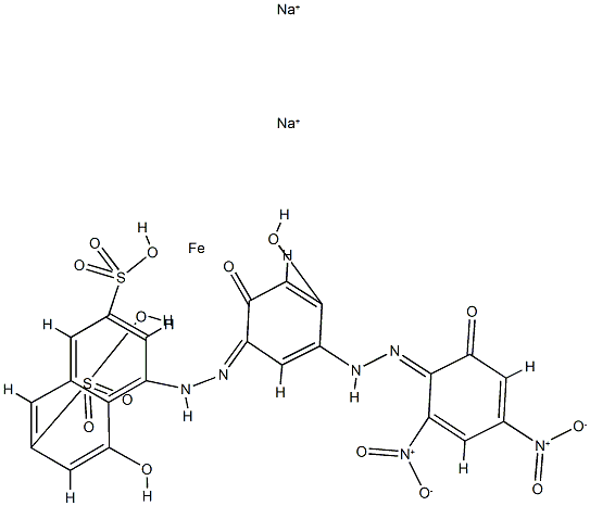 Ferrate(2-), [4-[[2,4-dihydroxy-5-[(2- hydroxy-4,6-dinitrophenyl)azo]phenyl]azo]-5-hydroxy -2,7-naphthalenedisulfonato(4-)]-, disodium 结构式