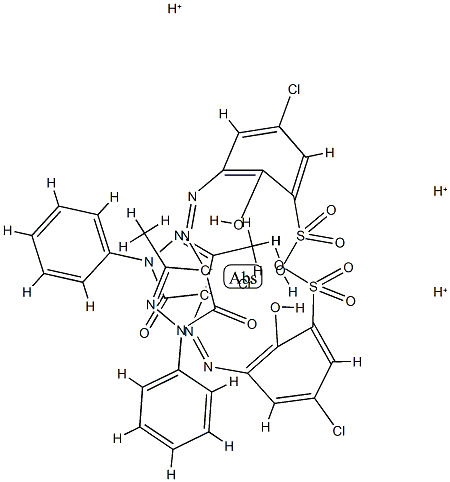 双[5-氯-3-[(4,5-二氢-3-甲基-5-氧代-1-苯基-1H-吡唑-4-基)偶氮]-2-羟基苯磺酸三氢铬酸盐] 结构式