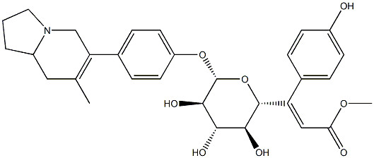 4-(1,2,3,5,8,8a-Hexahydro-7-methylindolizin-6-yl)phenyl β-D-glucopyranoside 6-[3-(4-hydroxyphenyl)propenoate] 结构式
