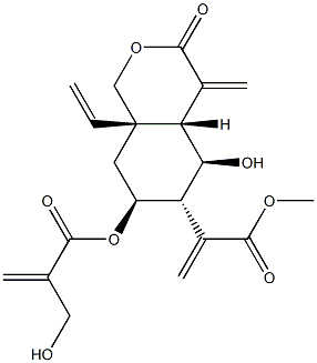 (4aR)-3,4,4aβ,5,6,7,8,8a-Octahydro-8aβ-vinyl-5β-hydroxy-7β-[(2-hydroxymethyl-1-oxo-2-propenyl)oxy]-α,4-bis(methylene)-3-oxo-1H-2-benzopyran-6α-acetic acid methyl ester 结构式