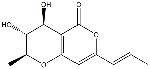 (2S)-3,4-Dihydro-3α,4β-dihydroxy-2β-methyl-7-[(E)-1-propenyl]-2H,5H-pyrano[4,3-b]pyran-5-one 结构式