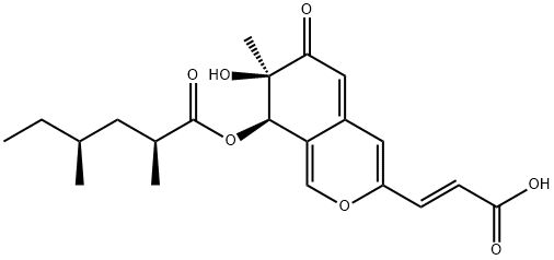 (2S,4S)-2,4-Dimethylhexanoic acid [(7R)-3-[(E)-2-carboxyethenyl]-7,8-dihydro-7-hydroxy-7-methyl-6-oxo-6H-2-benzopyran-8α-yl] ester 结构式