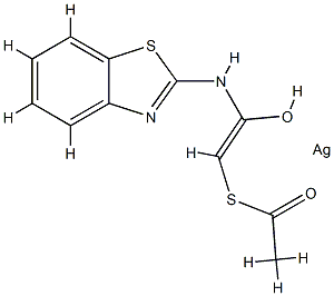 [S-[2-(benzothiazol-2-ylamino)-2-oxoethyl] thioacetato]silver Structure