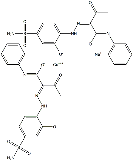 Cobaltate(1-), bis[2-[[4-(aminosulfonyl) -2-hydroxyphenyl]azo]-3-oxo-N-phenylbutanamidato(2 -)]-, sodium 结构式