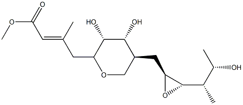 (E)-3-Methyl-4-[(2S)-tetrahydro-3α,4α-dihydroxy-5β-[[(2S,3S)-3α-[(1S,2S)-2-hydroxy-1-methylpropyl]oxiran-2β-yl]methyl]-2H-pyran-2β-yl]-2-butenoic acid methyl ester 结构式