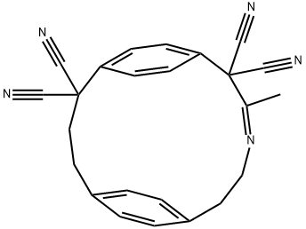 12-Methyl-11-azatricyclo[12.2.2.25,8]icosa-5,7,11,14,16(1),17,19-heptene-2,2,13,13-tetracarbonitrile 结构式