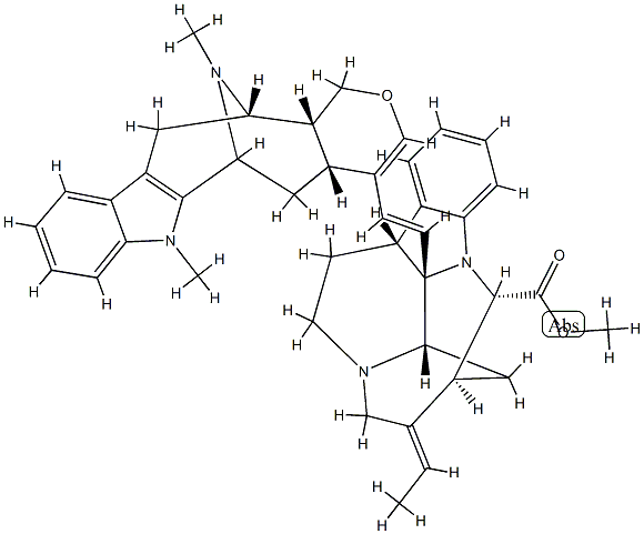 (16S,19E)-19,20-Didehydro-2α-[(18E)-18,19-didehydroalstphyllan-18-yl]-2,7α-dihydro-1,16-cyclocorynan-17-oic acid methyl ester 结构式