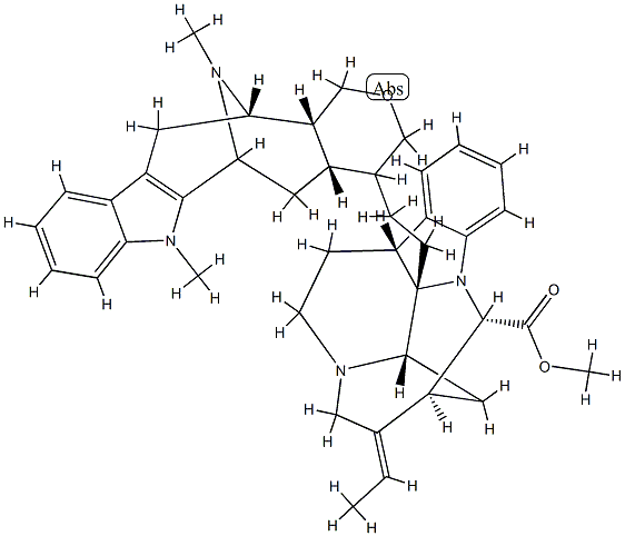 (16S,19E)-19,20-Didehydro-2α-(20,21-dihydroalstphyllan-18-yl)-2,7α-dihydro-1,16-cyclocorynan-17-oic acid methyl ester 结构式