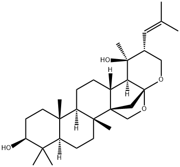 (18α,19ξ)-17α,27-Epoxy-20-(2-methyl-1-propenyl)-D,28,30-trinor-22-oxaursane-3β,19-diol 结构式