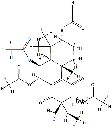 (2S,2'S)-3,4,4b,5,6,7,8,8aβ,9,10-Decahydro-2',4bα,8,8-tetramethyl-1,4-dioxospiro[phenanthrene-2(1H),1'-cyclopropane]-3β,7β,9α,10β-tetrol 3,7,9,10-tetraacetate 结构式