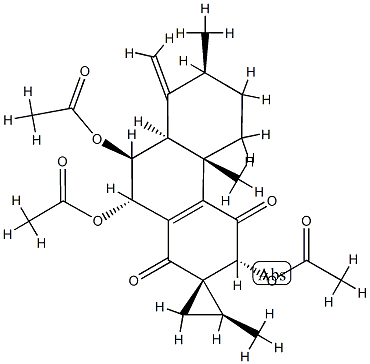 (2S,2'S)-3,4,4b,5,6,7,8,8aβ,9,10-Decahydro-2',4bα,7α-trimethyl-8-methylene-1,4-dioxospiro[phenanthrene-2(1H),1'-cyclopropane]-3β,9α,10β-triol 3,9,10-triacetate Structure