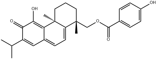 4-Hydroxybenzoic acid 11-hydroxy-12-oxoabieta-5,7,9(11),13-tetraene-19-yl ester 结构式