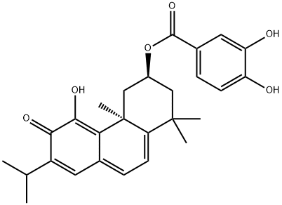 3,4-Dihydroxybenzoic acid 11-hydroxy-12-oxoabieta-5,7,9(11),13-tetraene-2α-yl ester 结构式