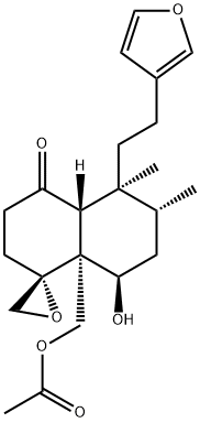 (1R,4aβ)-8aα-Acetoxymethyl-5β-[2-(3-furyl)ethyl]-2,3,4a,5,6,7,8,8a-octahydro-8β-hydroxy-5,6α-dimethylspiro[naphthalene-1(4H),2'-oxiran]-4-one 结构式