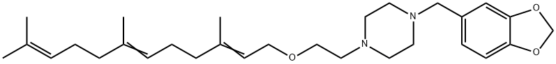 1-Piperonyl-4-[β-(3,7,11-trimethyl-2,6,10-dodecatrienyloxy)ethyl]piperazine 结构式