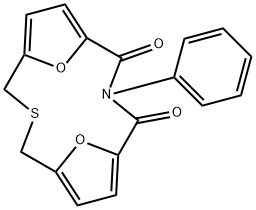 10-Phenyl-15,16-dioxa-3-thia-10-azatricyclo[10.2.1.15,8]hexadeca-5,7,12,14(1)-tetrene-9,11-dione 结构式