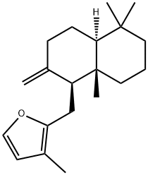 2-[[(1S,4aα)-Decahydro-5,5,8aβ-trimethyl-2-methylenenaphthalen-1β-yl]methyl]-3-methylfuran 结构式