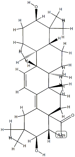 3α,21α,22β-Trihydroxyoleana-11,13(18)-dien-28-oic acid β-lactone Structure