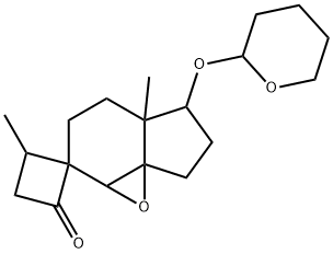 3,4,4a,5,6,7-Hexahydro-4',4a-dimethyl-5-[(tetrahydro-2H-pyran-2-yl)oxy]spiro[indeno[3a,4-b]oxirene-2(1aH),1'-cyclobutan]-2'-one 结构式