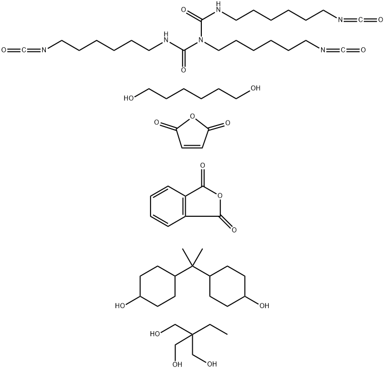 Hexamethylene diisocyanate biuret, phthalic anhydride, maleic anhydride, trimethylolpropane, 1,6-hexanediol, hydrogenated bisphenol A polymer 结构式