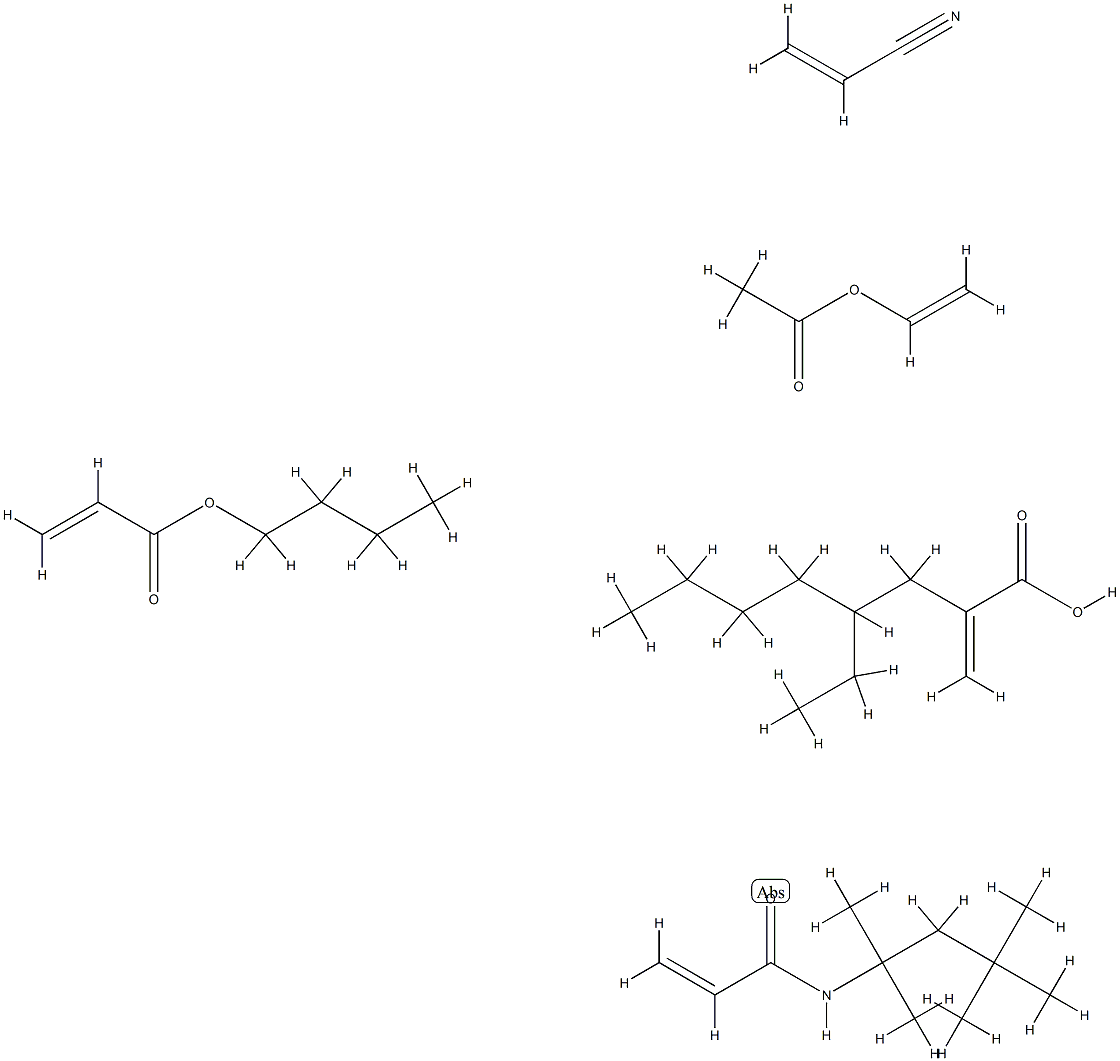 2-Propenoic acid, butyl ester, polymer with ethenyl acetate, 2-ethylhexyl 2-propenoate, 2-propenenitrile and N-(1,1,3,3-tetramethylbutyl)-2-propenamide 结构式