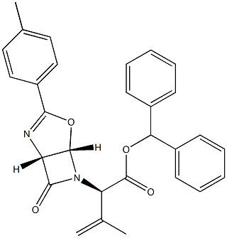 [1R-[1ALPHA,5ALPHA,6(R)]]-ALPHA-(1-甲基乙烯基)-3-(4-甲基苯基)-7-氧代-4-氧杂-2,6-二氮杂二环[3.2.0]庚-2-烯-6-乙酸(二苯基)甲酯 结构式