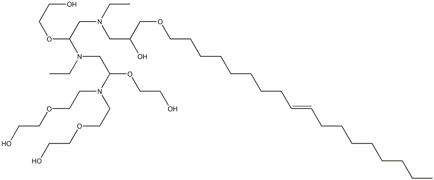 Poly(oxy-1,2-ethanediyl), α-hydro-ω-hydroxy-, ether with 1-[[2-[[2-[bis(2-hydroxyethyl) amino]ethyl](2-hydroxyethyl)amino]ethyl](2-hydroxyethyl )amino]-3-(9-octadecenyloxy)-2-propanol (4:1), (Z)- 结构式